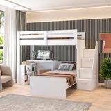 Beliche Multifuncional Solteiro Adulto Com Escrivaninha Star Office Branco Perfect Wood