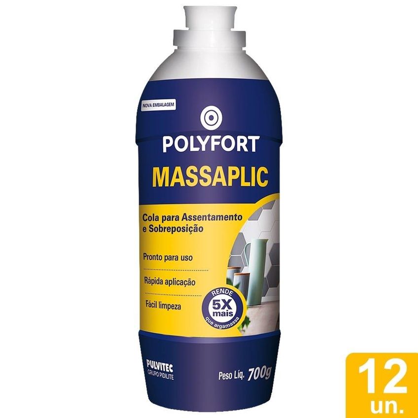 Cola Azulejo Pulvitec Massaplic 700g - Embalagem Com 12 Unidades - imagem 3