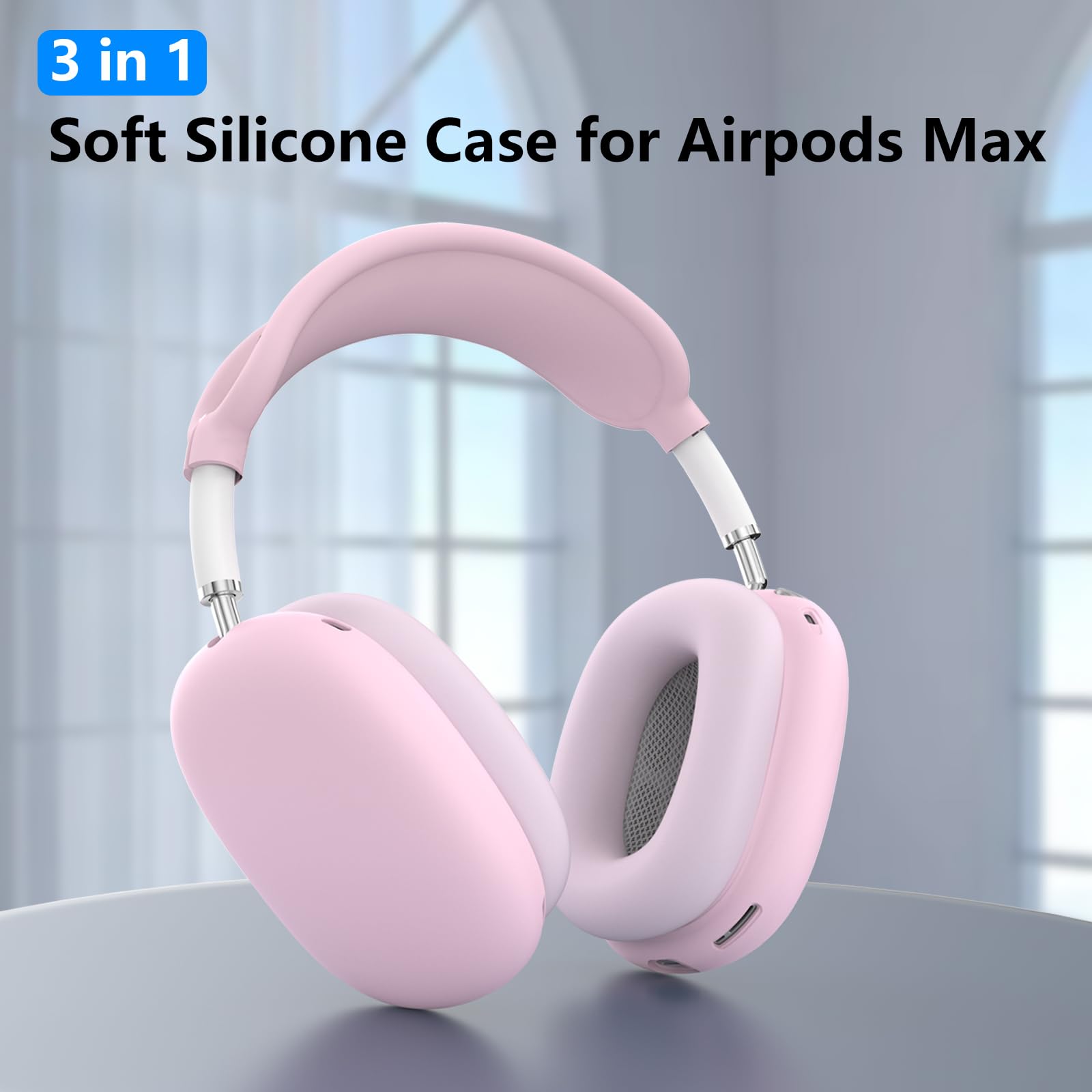 Capa De Silicone E Capa De Faixa De Cabeça Para Airpods Max Pink