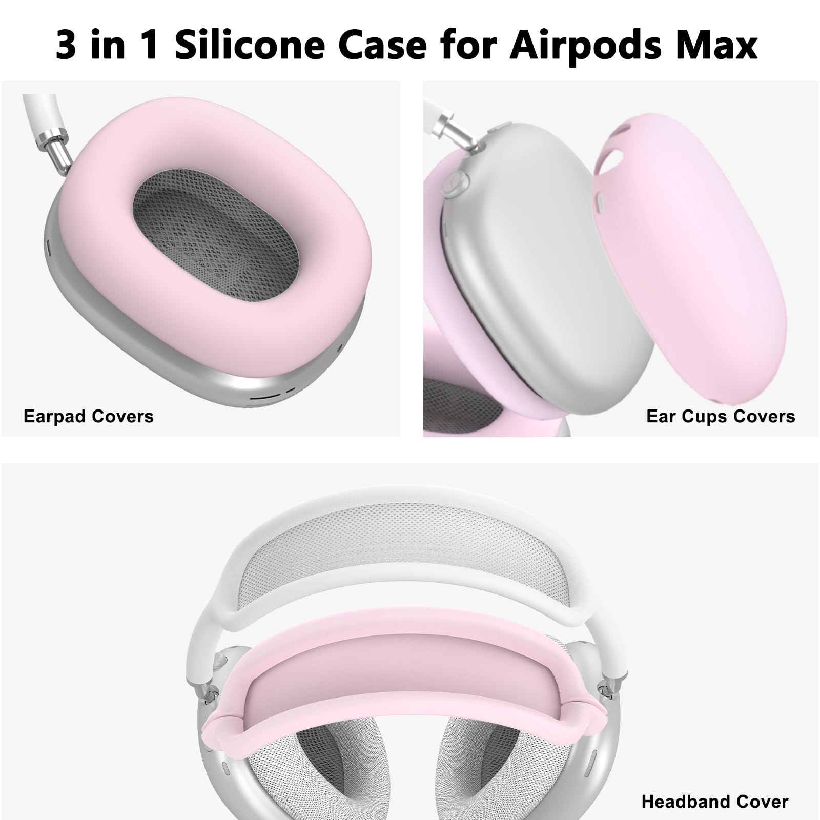 Capa De Silicone E Capa De Faixa De Cabeça Para Airpods Max Pink