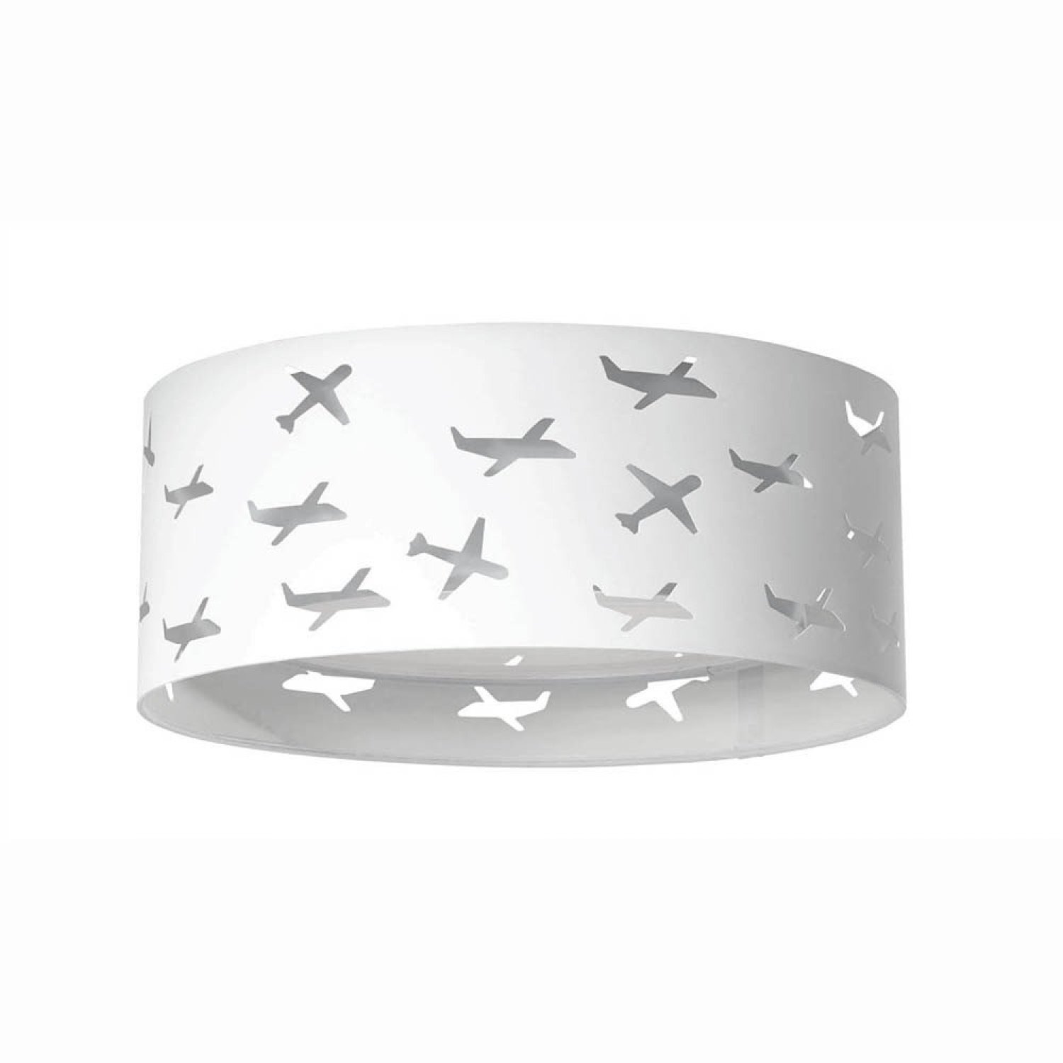 Luminária Infantil Plafon Aviões Duplo 50x16cm Cinza / Branco