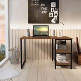 Escrivaninha De Notebook Office Star 120cm 2 Prateleiras Klm Imbuia/ Preto