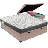 Cama Box Baú Bege E Colchão Iso100 Espuma D33 Viúvo Ortobom