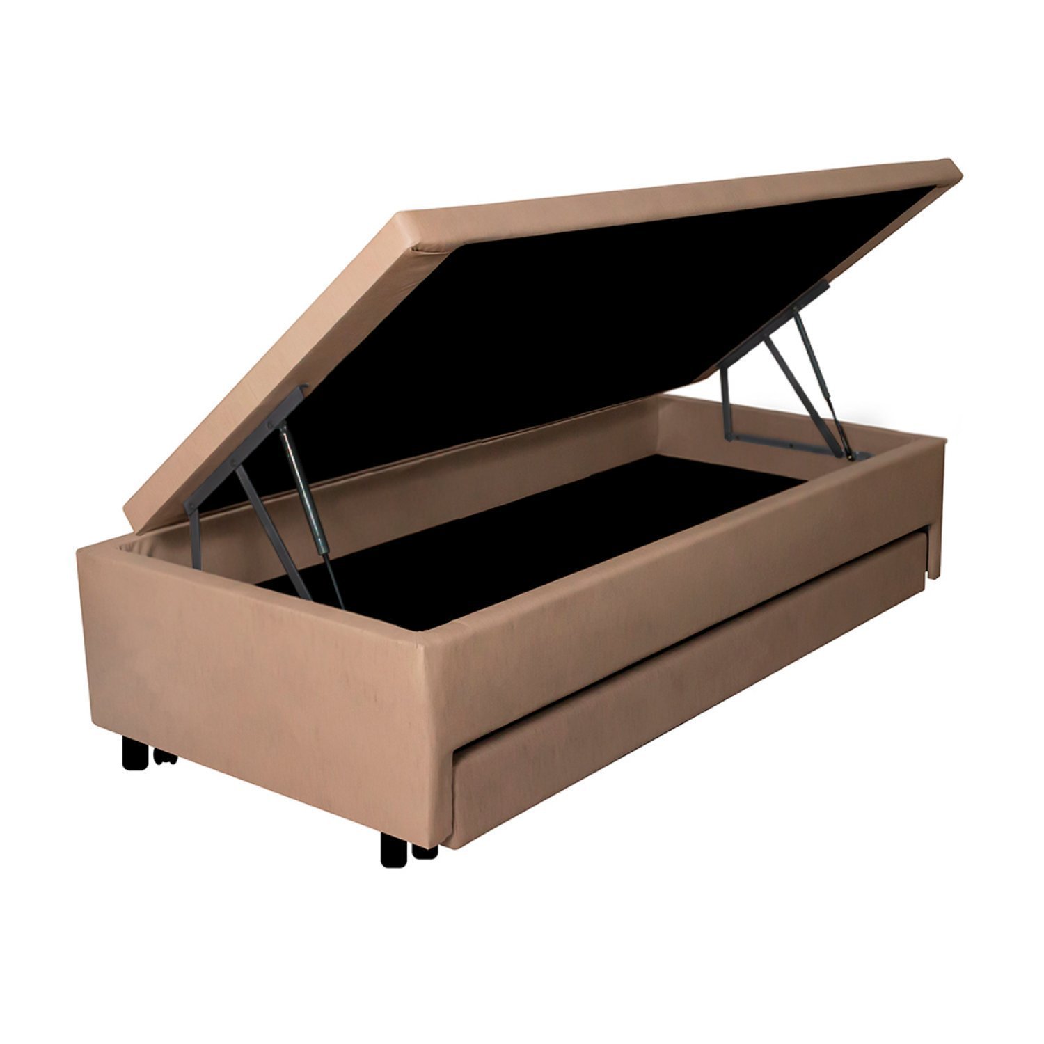 Bicama Com Baú Solteiro 96x203 Cm Courino Bege