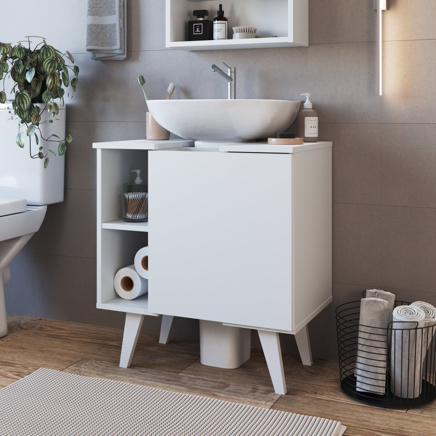 Gabinete Para Banheiro De Coluna 01 Porta Slim Branco