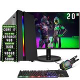 PC Gamer Completo 3green Play Intel Core i7 16GB RAM Placa de vídeo Geforce 4GB SSD 480GB Monitor 20" 75Hz Fonte 500W 3GP-056 Windows 10