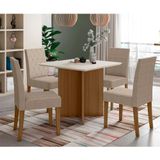 Conjunto Sala De Jantar Quadrada Mesa Helo 90cm E 04 Cadeiras Jade