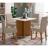 Conjunto Sala De Jantar Quadrada Mesa Helo 90cm E 04 Cadeiras Josi Poliman Móveis