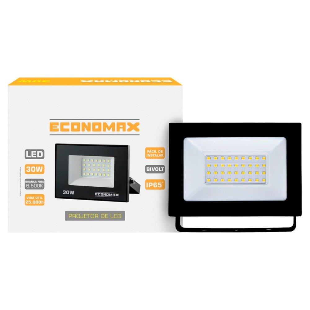 Projetor Led 30W 6.500K Branca Fria Bivolt Economax - Kian