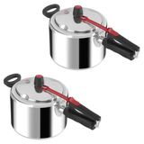 Kit Com 2 Panelas De Pressão Clock 4,5 Litros Original Polida Fechamento Interno