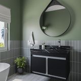 Gabinete/toucador Para Banheiro Paula 80cm Com Cuba Esculpida Em Porcelanato Preto
