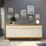 Buffet Aparador 187cm 4 Portas 4 Gavetas Magnum 1.90 Edn Móveis Off White/Cedro