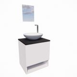 Gabinete Armário Para Banheiro Com Cuba E Espelho 40cm Branco/preto