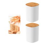 Kit Com 2 Potes Herméticos 1 Litro Com Tampa De Bambu - Ou