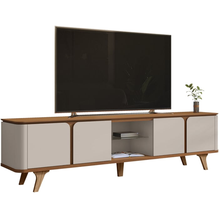 Rack Bancada Para Tv 60 Pol 217 Cm 11097 Cedro Off White Dcasa