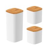 Kit 03 Potes Herméticos Tempero 150ml E 340ml Tampa De Bambu