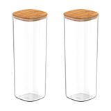 Kit Com 2 Potes Herméticos Keep 2 Litros Com Tampa De Bambu