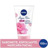Nivea Aqua Rose 3 Em 1 150ml - Sabonete Esfoliante E Máscara Facial