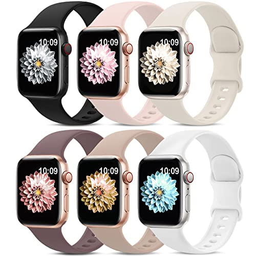 6 Pack Sport Bands Compatíveis Com Apple Watch Band 38mm 40mm 41mm 42mm 44mm 45mm, Pulseiras De Cinta Impermeável De Silicone Macio Compatív