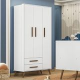 Guarda-roupa 3 Portas Com 2 Gavetas Q Encanto Retrô Branco / Branco