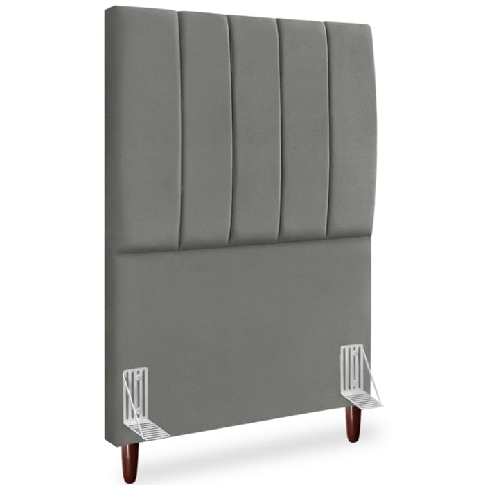 Cabeceira Solteiro 90cm Arlla Suede Cinza Rm