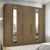 Guarda-roupa 8 Portas 4 Gavetas Master New Com Espelho Jatoba