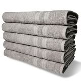 Kit 5 Toalhas De Banho 430g M Grande Grossa 80x150cm Itália Soft Cinza