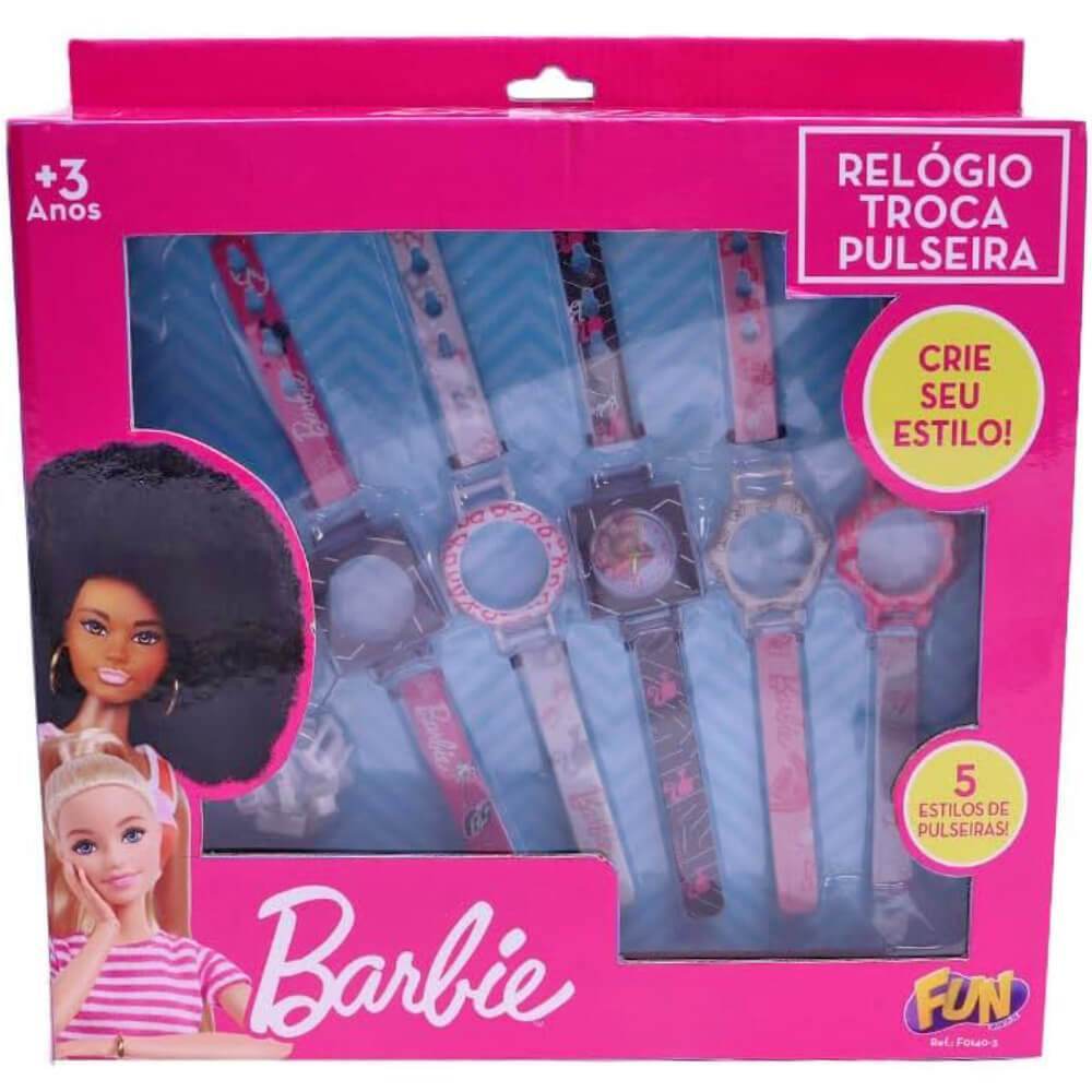 Barbie Relogio Troca Pulseiras Com 5 Fun