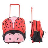 Mochila Infantil Com Rodinha E Alças Tema Joaninha Linda