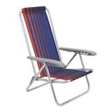 Cadeira De Praia Camping Reclinável Alumínio Bali Tramontina Cor:azul Marinho