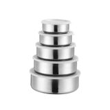 Kit 5 Potes Tigelas Inox Guarda Alimento Bowl Saladeira Jogo Vasilha Com Tampa