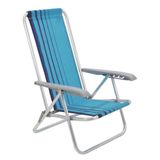 Cadeira De Praia Camping Reclinável Alumínio Bali Tramontina Azul