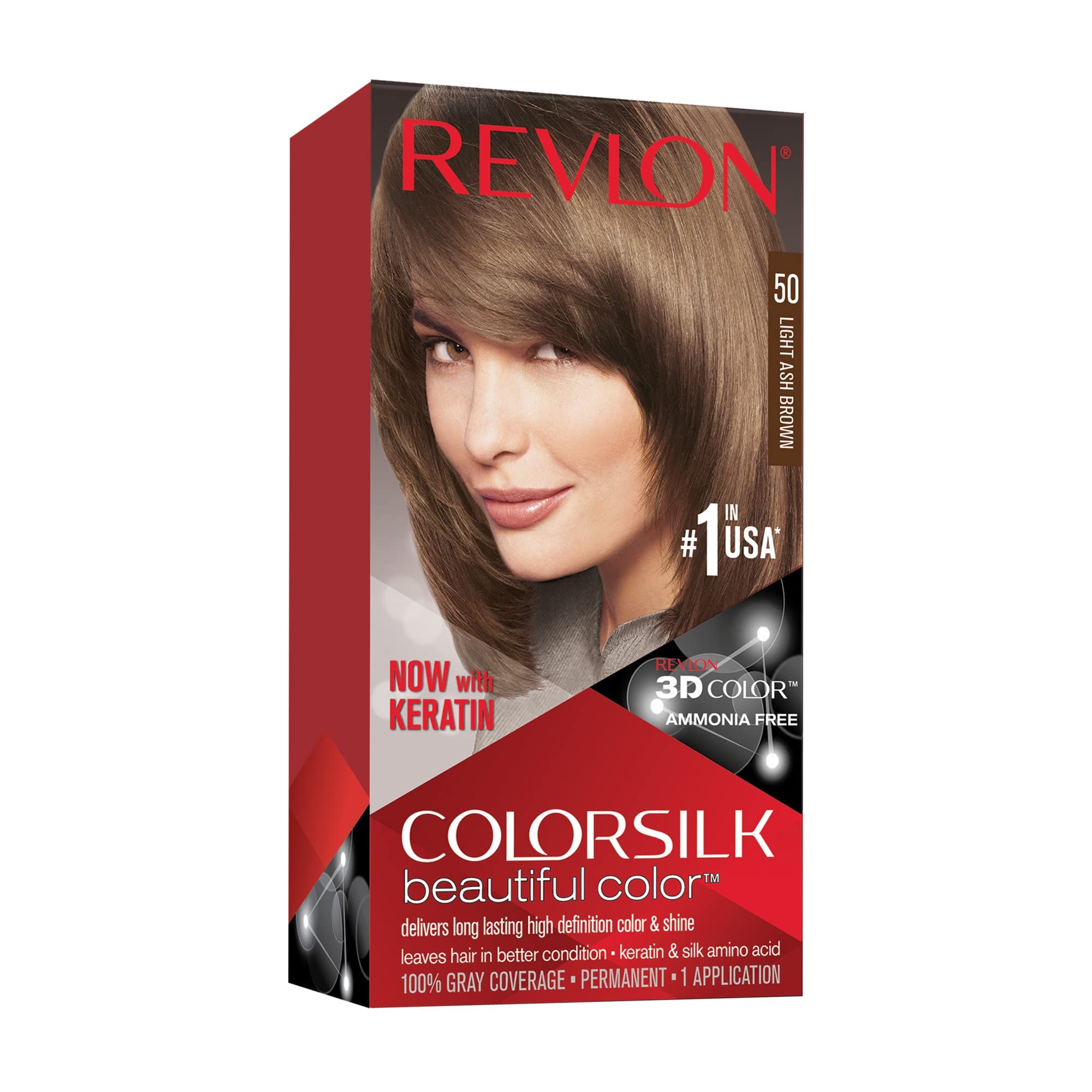 Cor De Cabelo Revlon Colorsilk 50 Light Ash Brown, Pacote Com 12