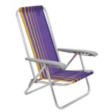 Cadeira De Praia Camping Reclinável Alumínio Bali Tramontina Roxo