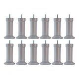 Kit Com 12 Pés Para Cama Box Ou Baú Queen King Size Plástico Ultra Resistente Varian Cinza 13cm Altura
