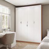 Guarda Roupa Modulado 4 Portas Com Cabideiro Hera Cabecasa Madeiramadeira Louro/branco Geada/preto
