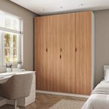 Guarda Roupa Modulado 4 Portas Com Cabideiro Hera Cabecasa Madeiramadeira Branco Geada/louro/preto