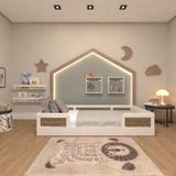 Cama Infantil Montessoriana Solteiro Lua Yescasa Branco/carvalho Mel