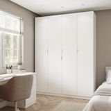 Guarda Roupa Modulado 4 Portas Com Cabideiro Hera Cabecasa Madeiramadeira Branco Geada/cromado