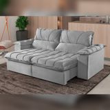Sofá Retrátil E Reclinável 2 Lugares 230cm M178 Veludo/cinza Claro