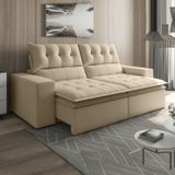 Sofá Retrátil E Reclinável 4 Lugares Pillowtop Duplo M118 Veludo/marrom