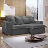 Sofá Cama Retrátil E Reclinável 240cm Arizona Com Almofadas Cinza