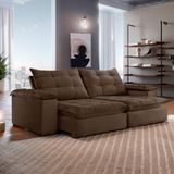 Sofa Retrátil E Reclinável 5 Lugares 290cm Espanha Celflex Marrom