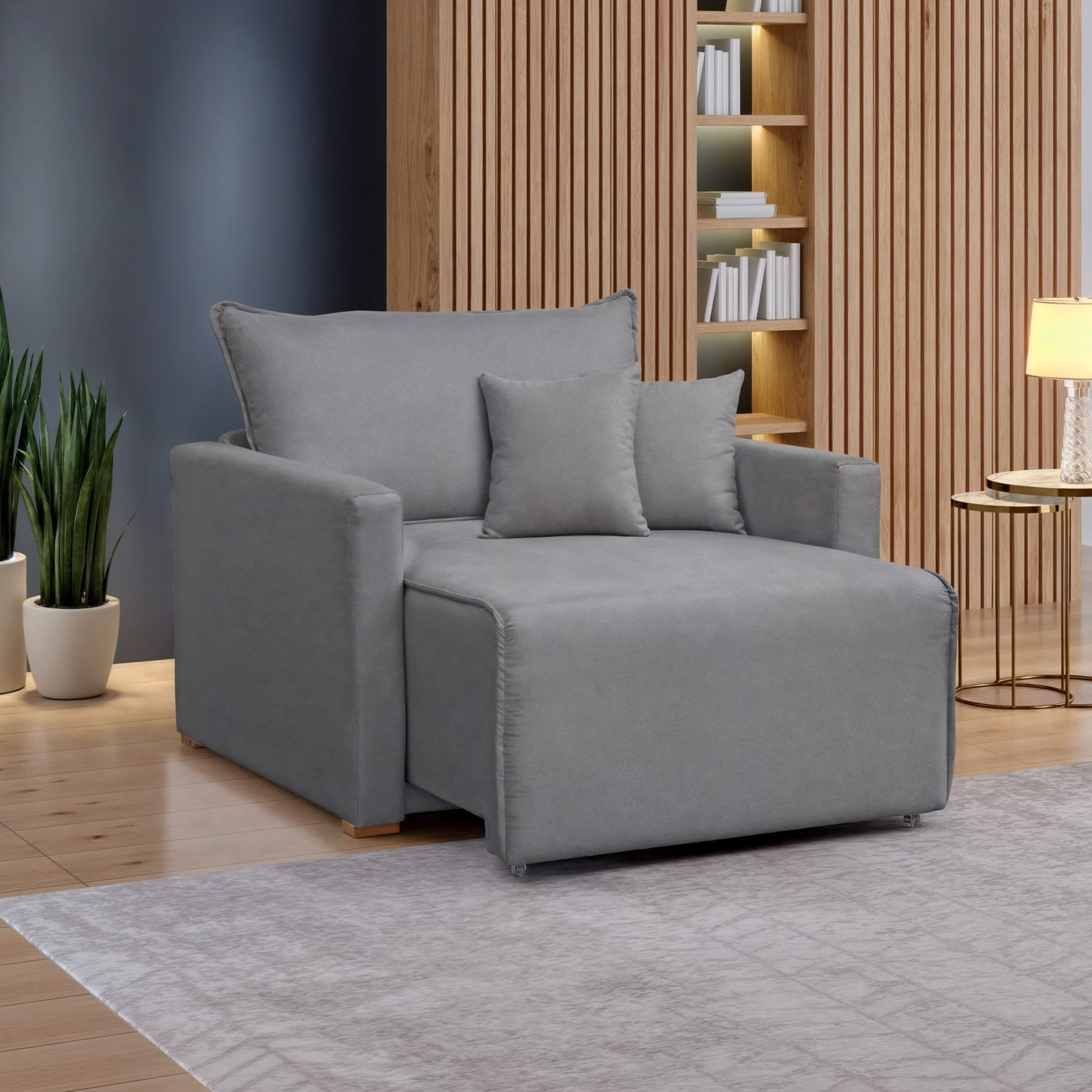 Poltrona Retrátil E Reclinável 110cm Júlia Linho/cinza