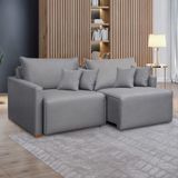 Sofá Cama Retrátil E Reclinável 200cm Júlia Linho/cinza