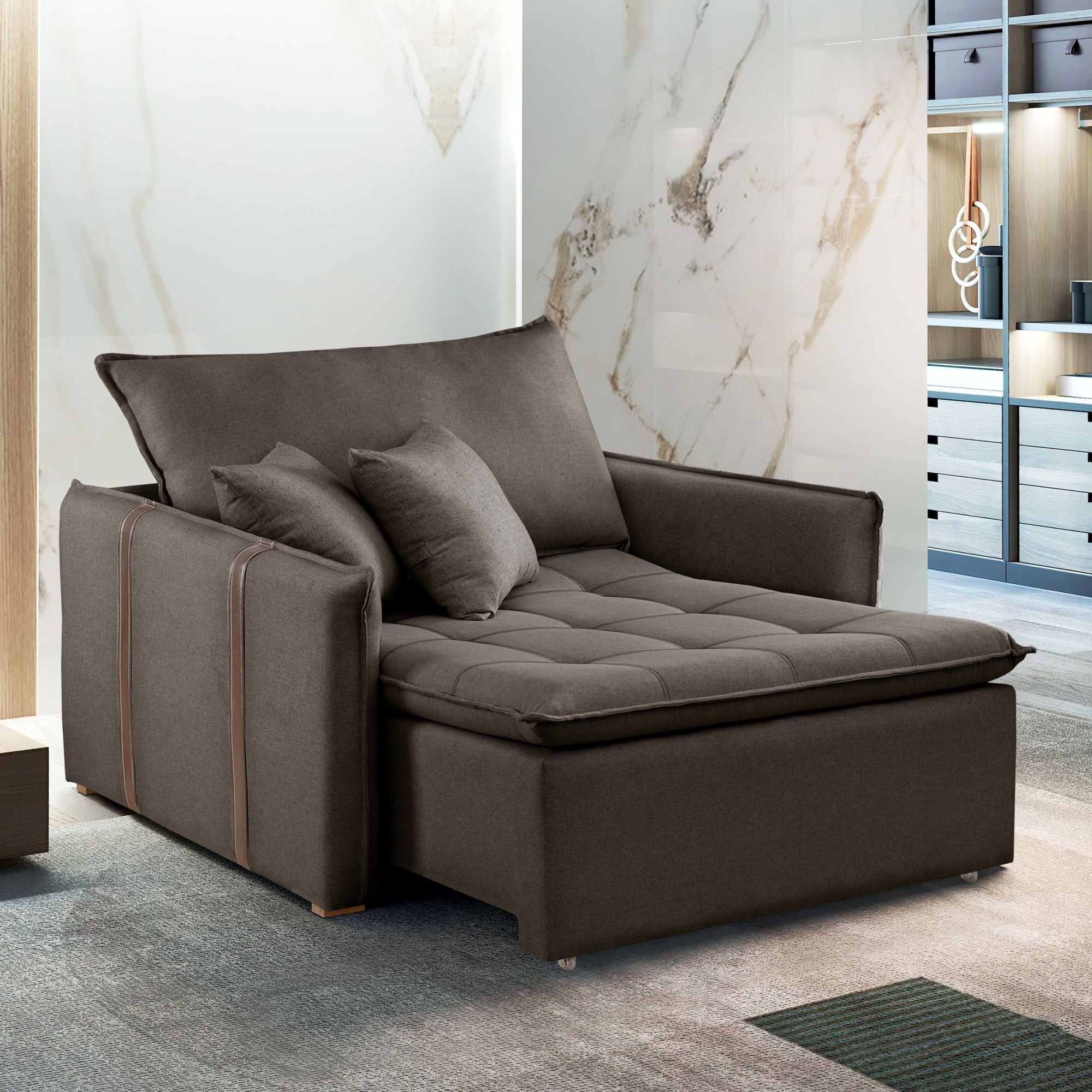 Poltrona Cama 110 Cm Em Madeira Eucalipto Detroid Yescasa Marrom