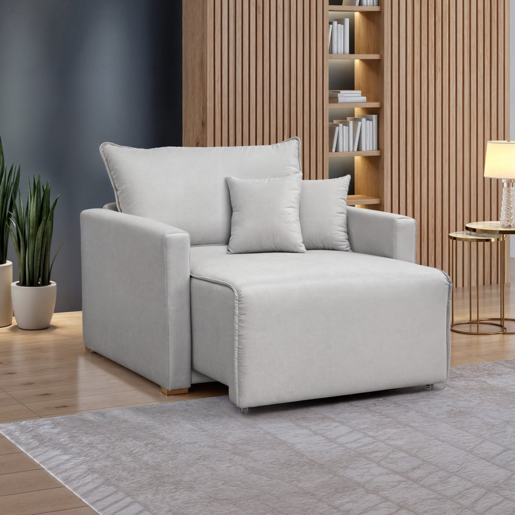 Poltrona Retrátil E Reclinável 110cm Júlia Linho/gelo