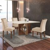 Conjunto Sala De Jantar Mesa Laura Tampo Dakota Plus 120x80cm Com 4 Cadeiras Laura Yescasa Chocolate/off White/suede Pena