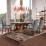 Conjunto Sala De Jantar Genova Tampo Vidro/mdf Com 6 Cadeiras Luísa Smart Plus Cel Móveis Chocolate/off White/cinza