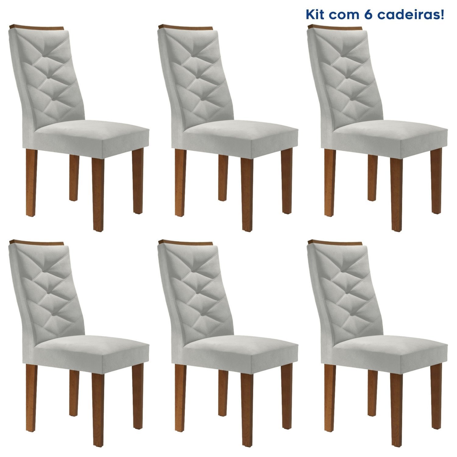 Kit 6 Cadeiras Para Sala De Jantar Germany Espresso Móveis Chocolate/off White/boucle Gelo